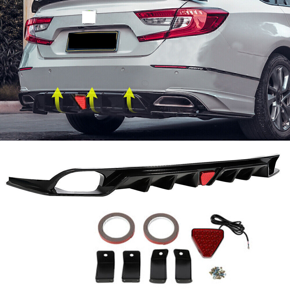 GLOSS BLACK REAR DIFFUSER W/ LED LIGHT FOR 2022-2024 for HONDA for CIVIC MC STYLE FE180