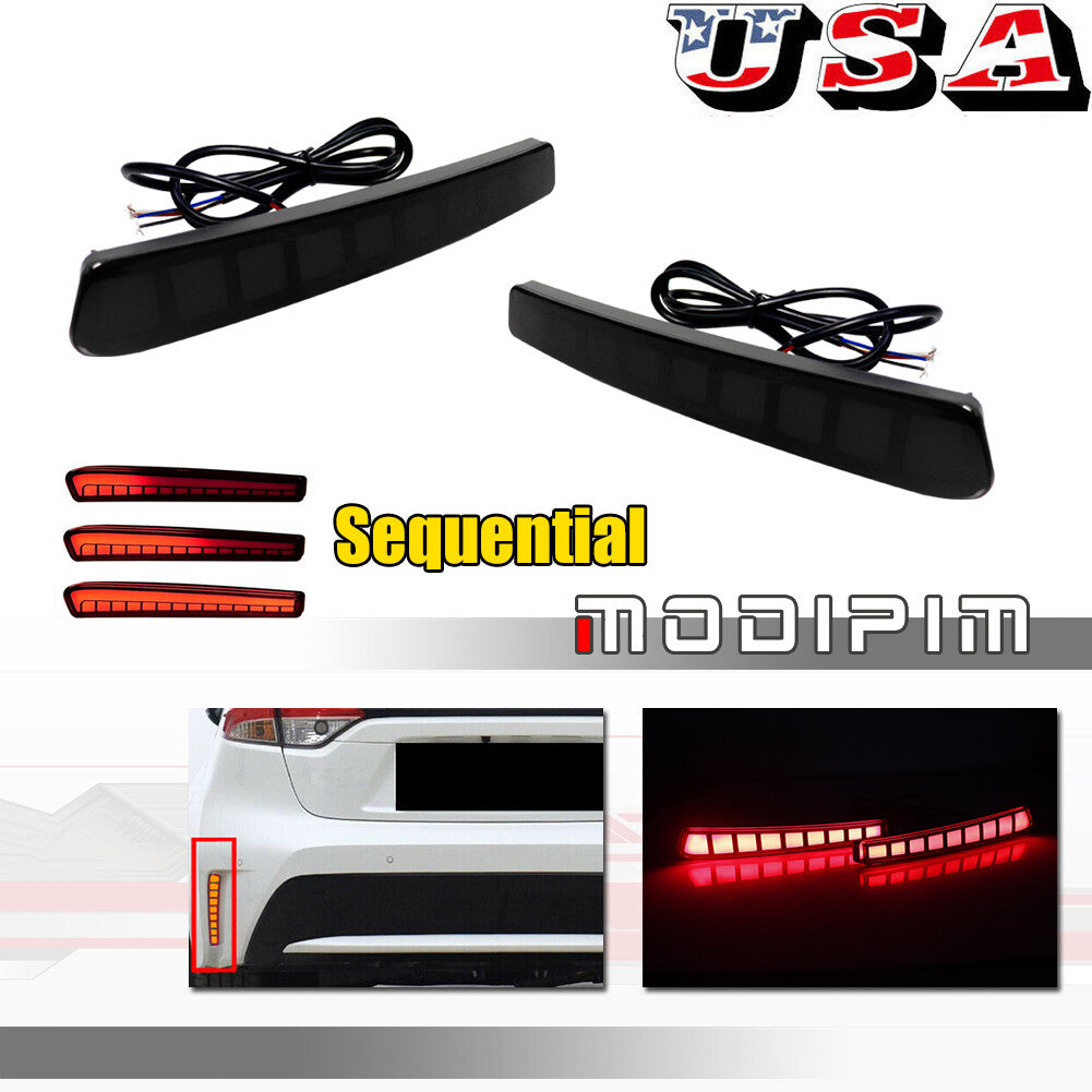 LED rear bumper brake taillight with turn signal for 2020 2021 for Corolla - v