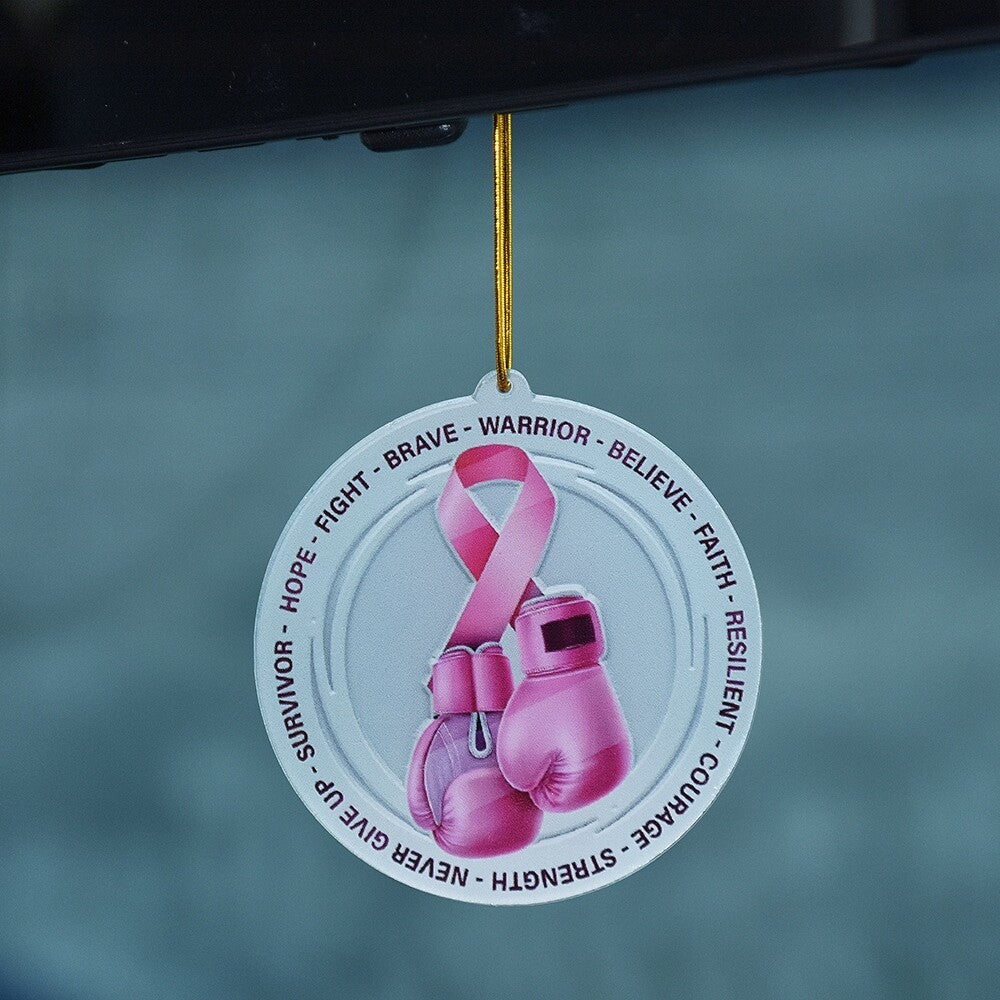 Acrylic Pink Ribbon Car Reariew Mirrior Hanging Hanger Decoration (Glove)