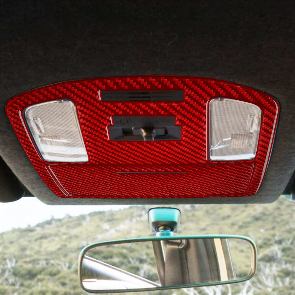 For Toyot@ Hilux Revo 15-21 Front Reading Light Lamp Panel Trim Red Carbon Fiber