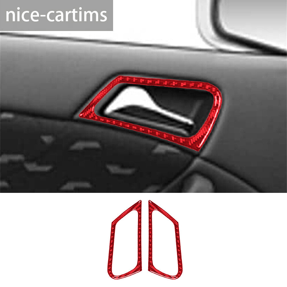 for Mercedes-Benz C Class W203 05-07Red Carbon Fiber Front Door Handle Ring Trim