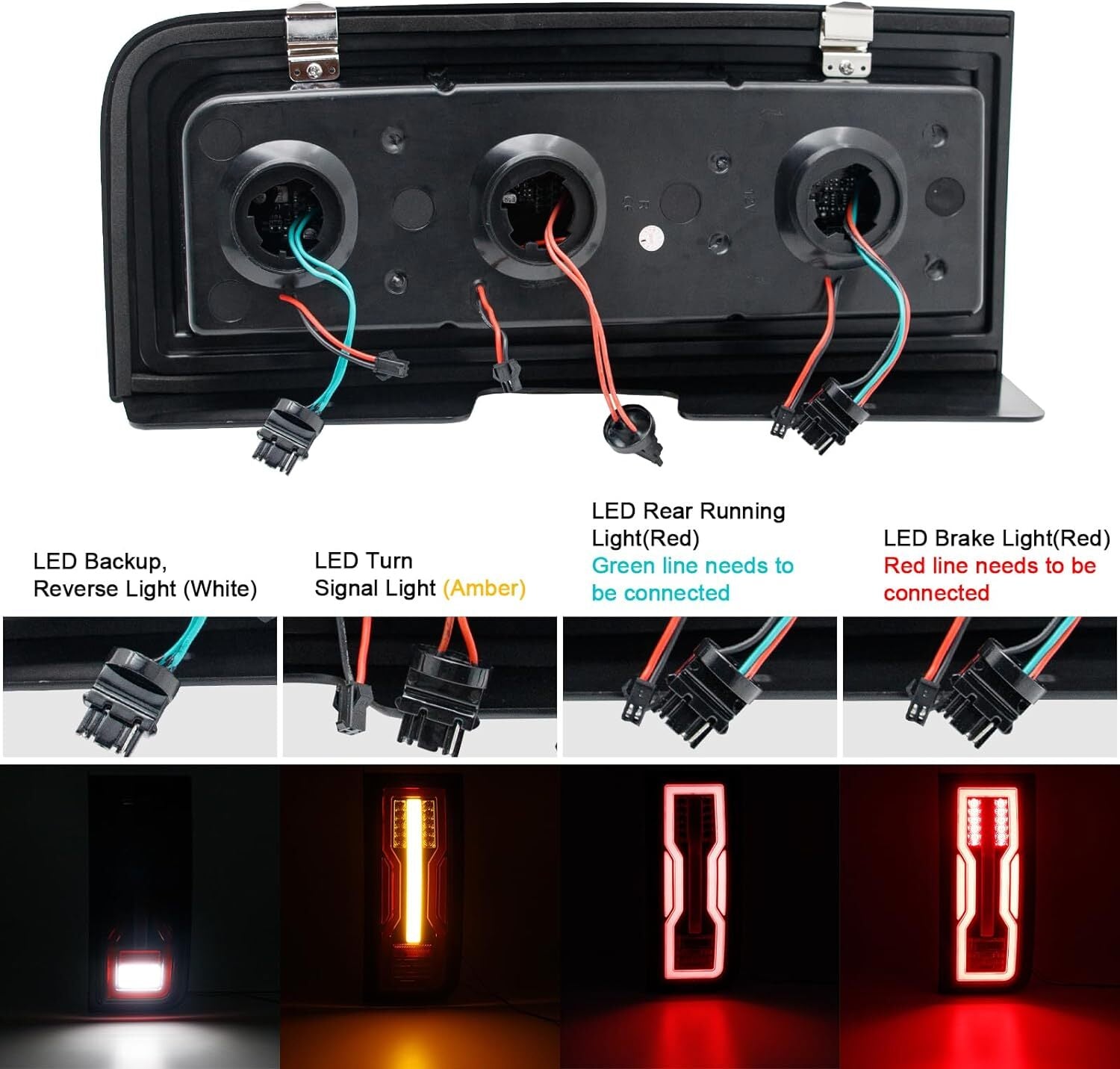 Smoked LED rear brake, turn signal, and reverse indicator lights applicable to 03-09 for Hummer H2 SUV 4-in-1