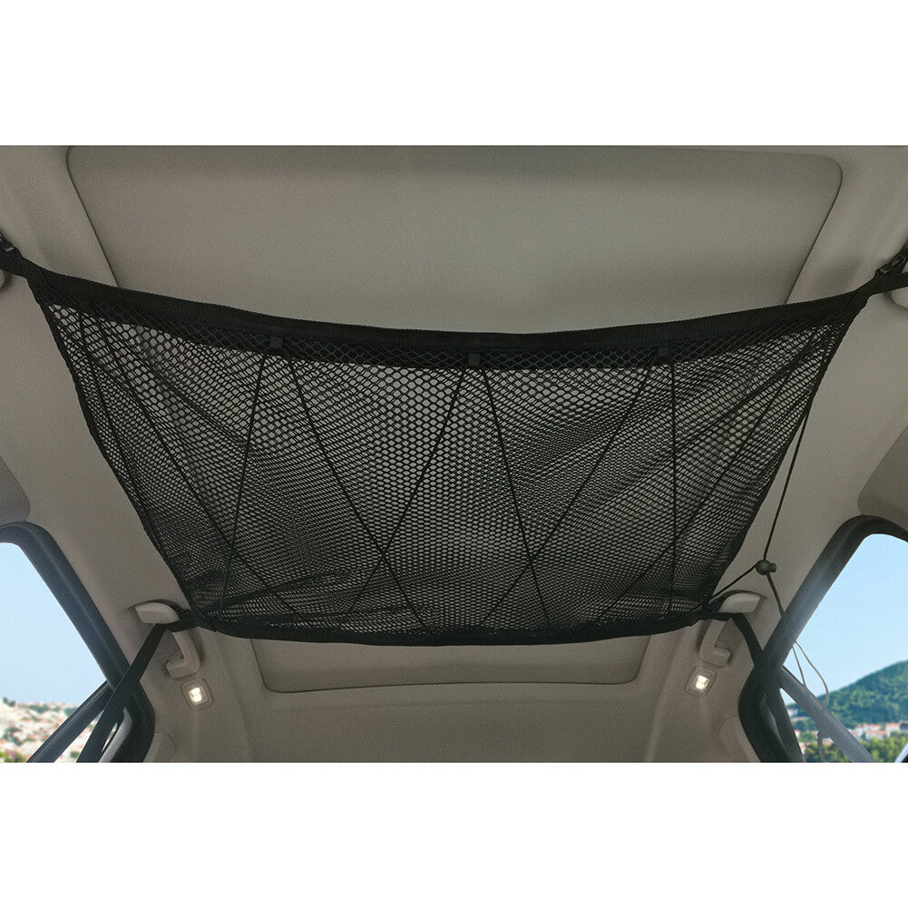 Nylon plastic black car storage bag, truck rear mesh luggage compartment organizer bag - n