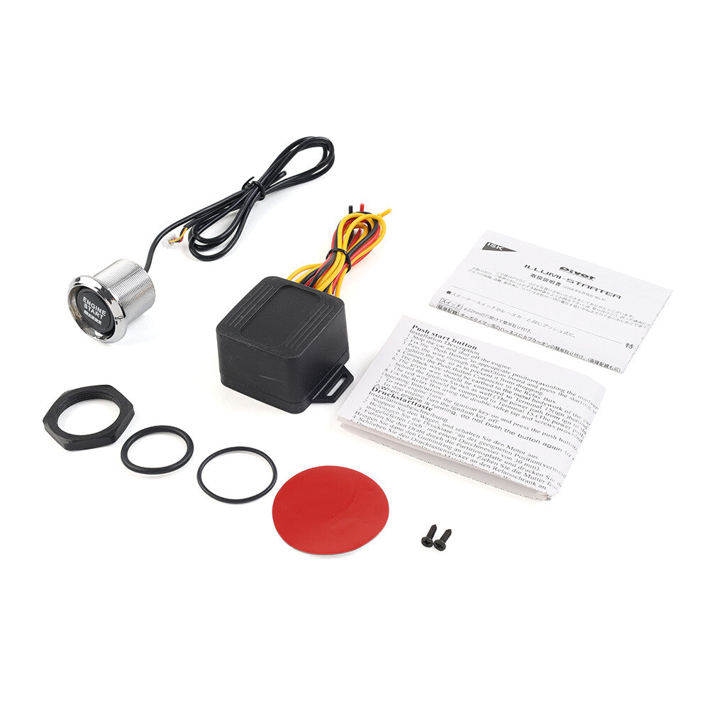 Universal 12V Car Engine Start Push Button Switch Ignition Starter Kit Blue LED