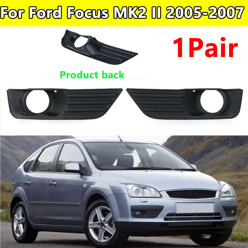 For Focus MK2 II 2005-2007 Black Car Front Bumper Fog Light Cover Pair v