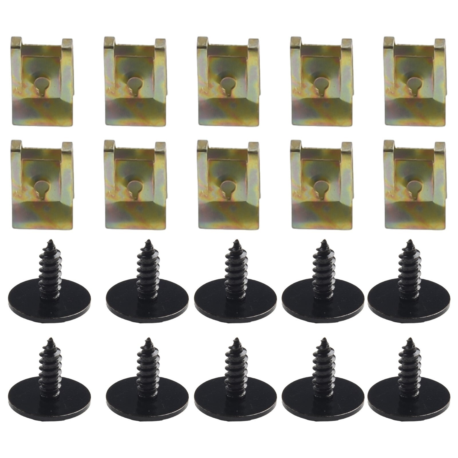 20-piece set of hexagonal head tapping socket bolts, U-nuts, speed fasteners, and screw clips