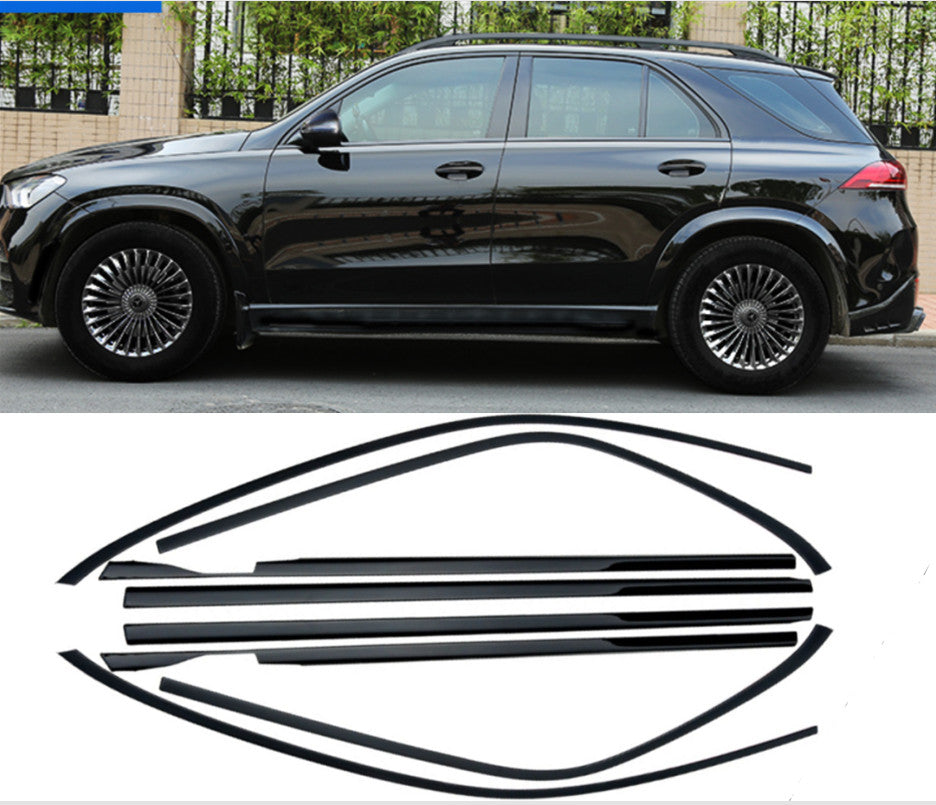 for Benz GLE 2020-2022 Black Steel Window Full Sill Molding Strip Cover Trim 8x