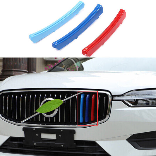 for Volvo S90 2017-2021 Front Center Mesh Grille Grill Cover Trim 3-Color Clips