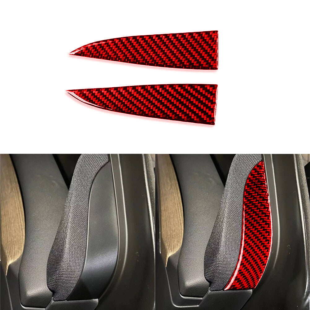 2X Red Carbon Fiber Interior Door Speaker Cover Trim Sticker for Tesla Model 3/Y