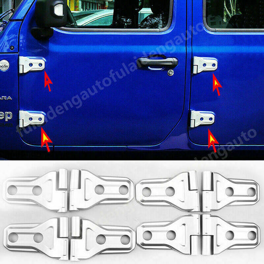 16P Chrome Car Door Hinge Molding Cover Trim for Jeep for Wrangler JL 4dr 2018-2021