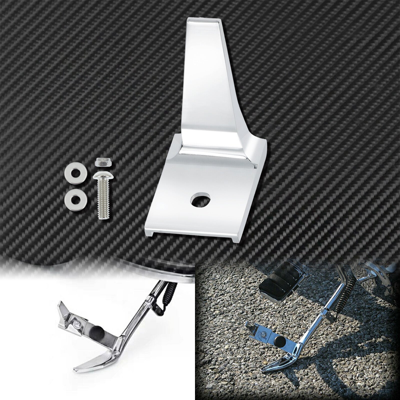Motorcycle Chrome Stand Kickstand Extension Fit for Harley Softail Fat Boy 07-17 Q