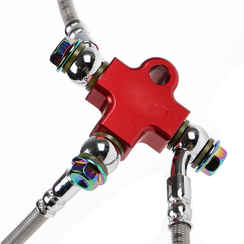 US Motorcycle CNC Hydraulic Brake Hose Pipe Tee Connector Tubing Bracket Set v