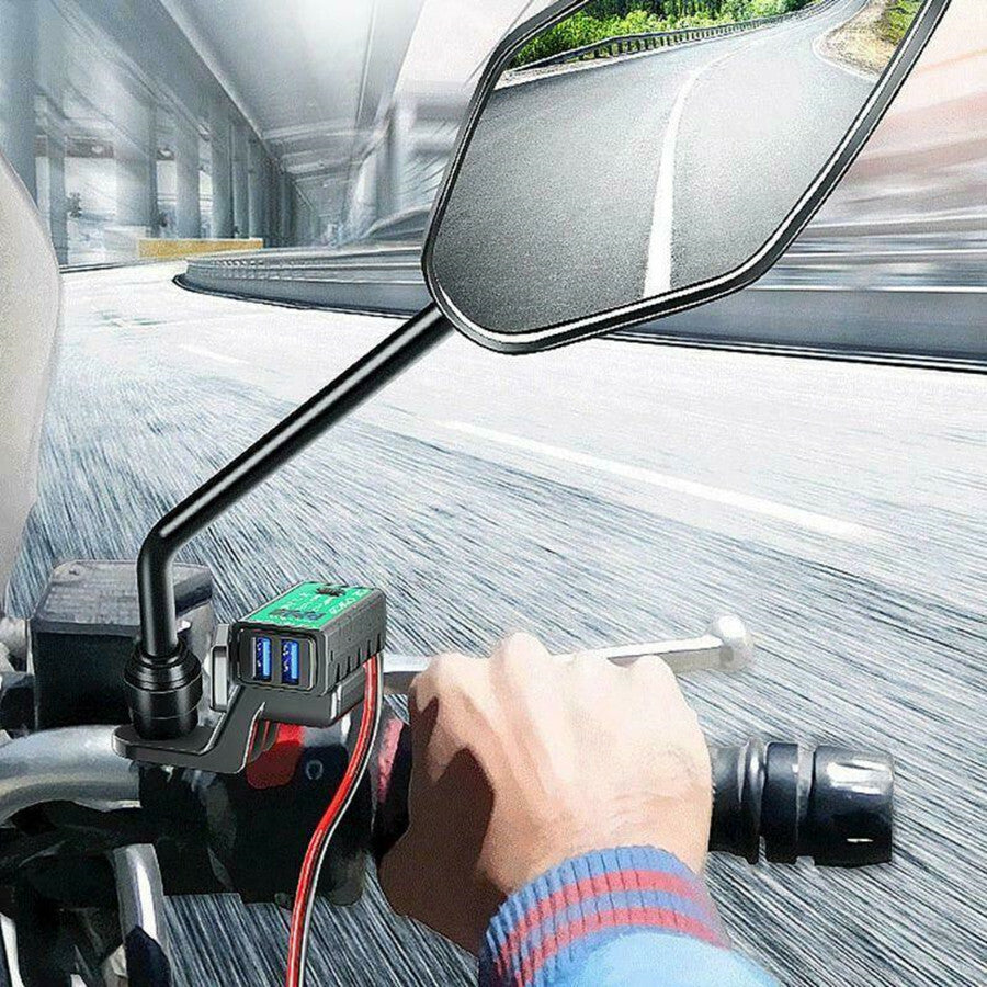 Motorcycle SAE to USB Cell Phones Dual Port for Charger Cable Adapter +Voltmeter Q