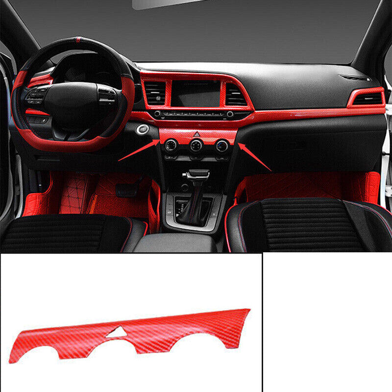 Carbon Fiber Red Style Console AC Switch Control Trim for Hyundai for Elantra 19-20
