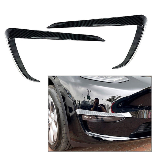 for Tesla for Model Y 2020-2022 Carbon Fiber Front Fog Light Lamp Eyebrow Cover Trim