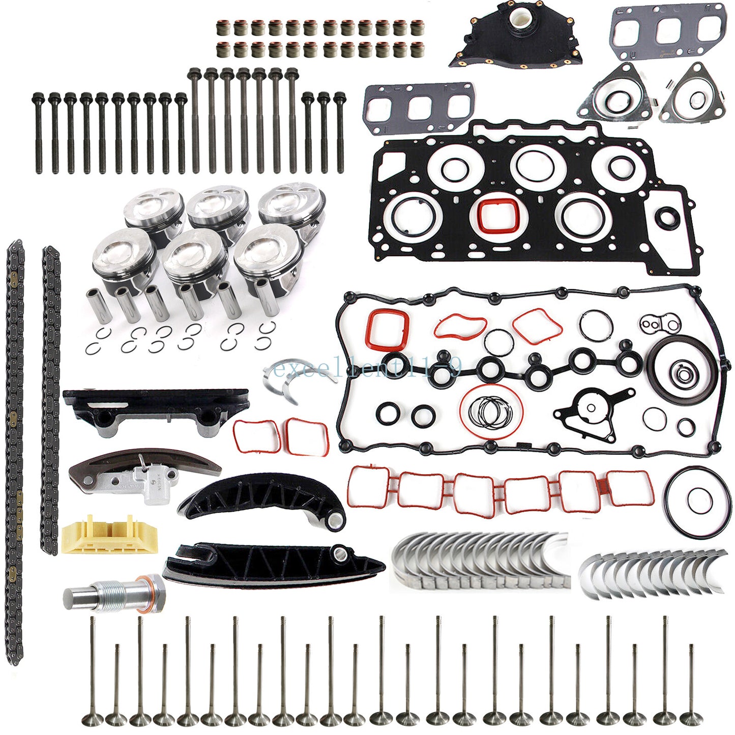 Engine overhaul piston and valve timing chain kit for Audi Q7 and for Passat CC 3.6L- n