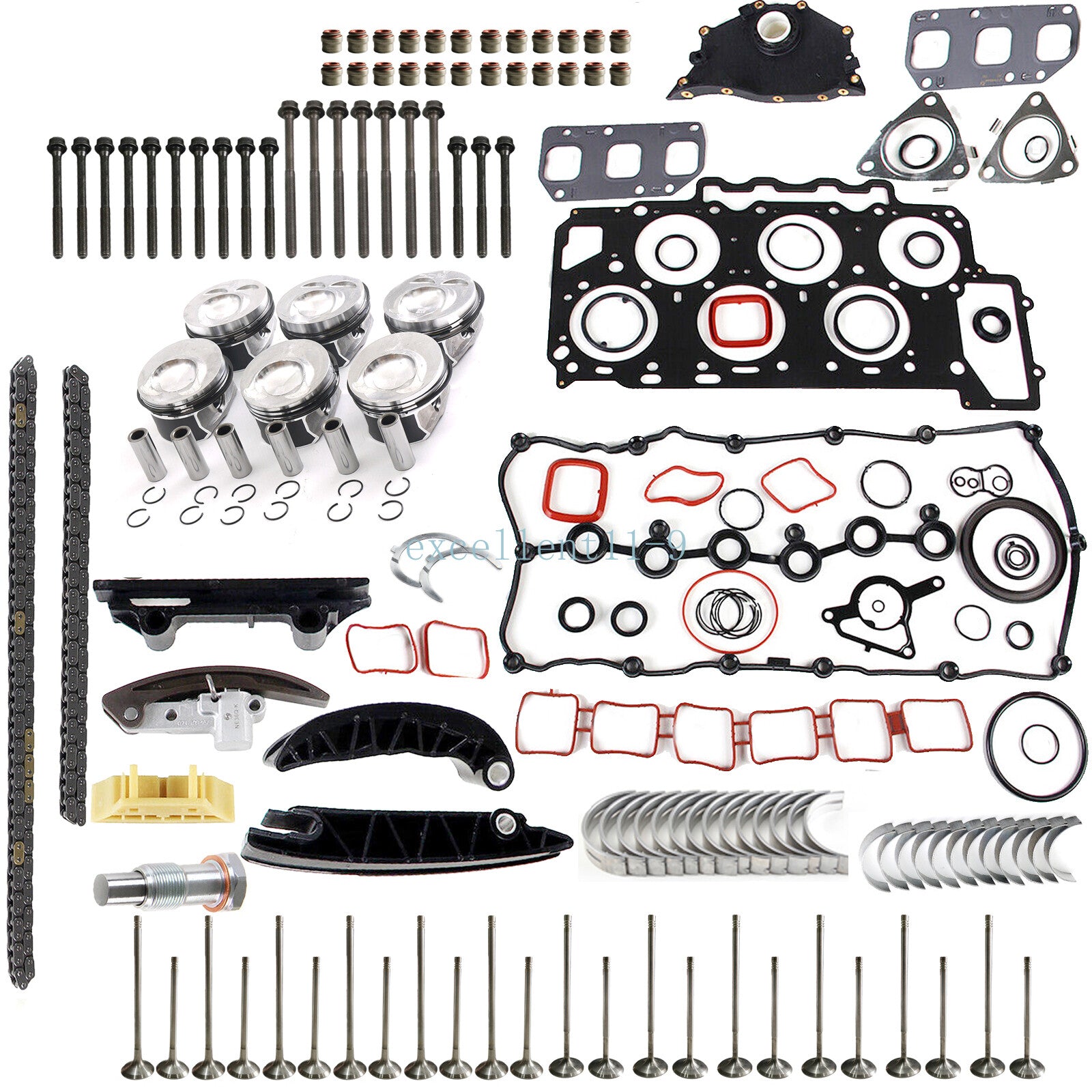 Engine overhaul piston and valve timing chain kit for Audi Q7 and for Passat CC 3.6L- n