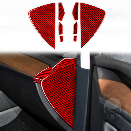 Red door groove panel carbon fiber sticker internal protective cover suitable for model Y 20-22- n