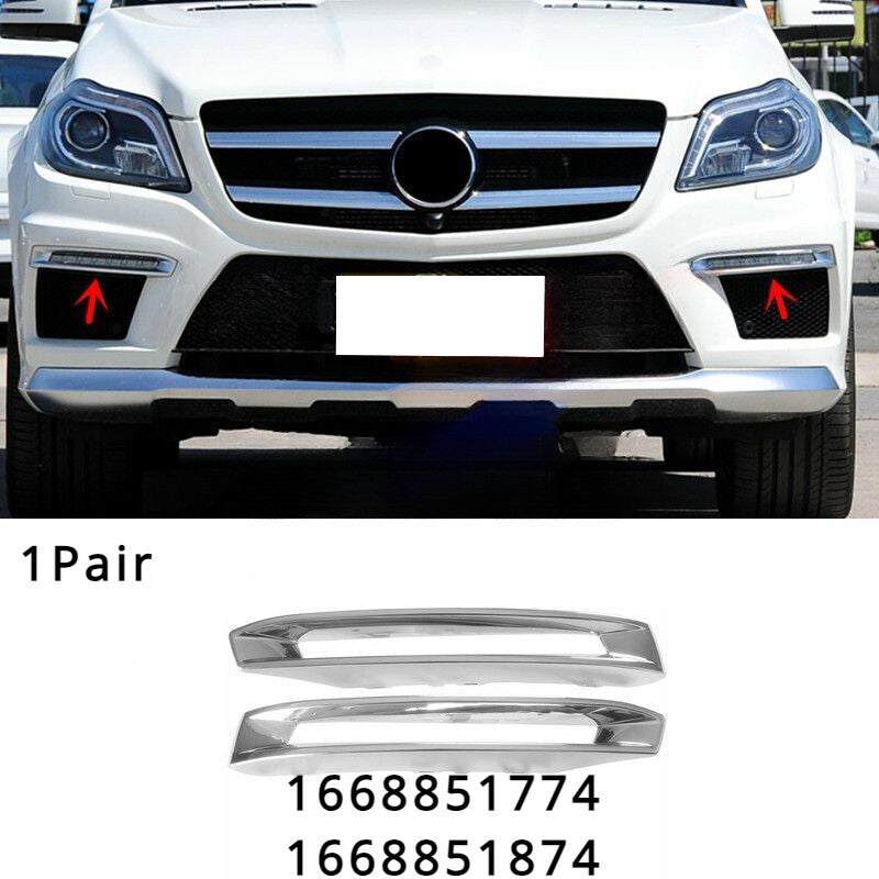 1Pair Chrome Front Bumper Foglight Cover for Mercedes X166 GL500 GL550 GL63 AMG/