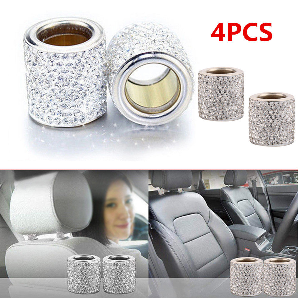 4pcs Diamond Jewelry Crystal Car Headrest Collar Interior Decoration Column Grand- n