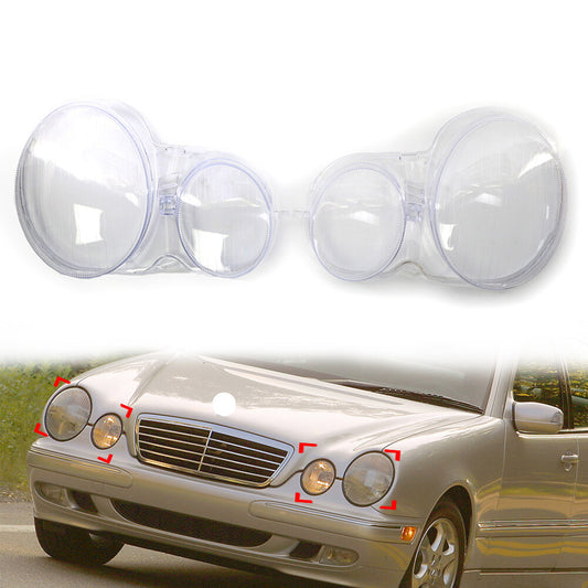 Pair Headlight Head Lamp Lens Cover Fit for Mercedes-Benz E-Class W210 2000-2003
