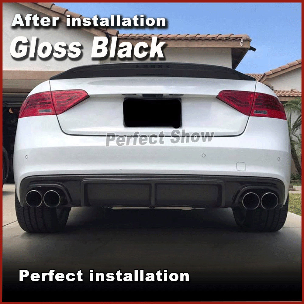 for Audi A5 Sline S5 Coupe 2012-16 Gloss Black Rear Bumper Lip Diffuser Spoiler