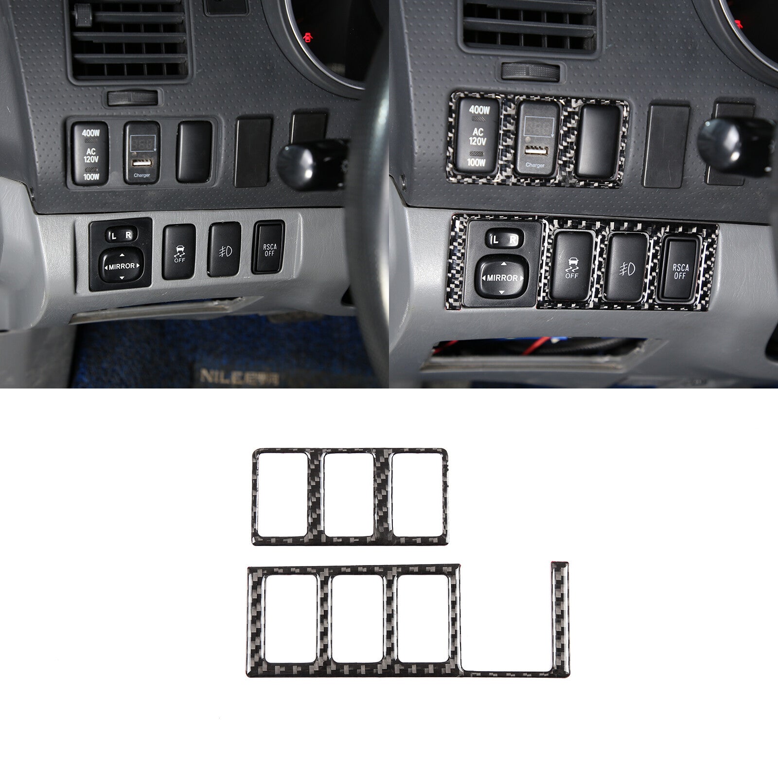 Carbon Fiber Style Control Panel Cover Trim for Alfa Romeo Giulia Stellio 17-19- v