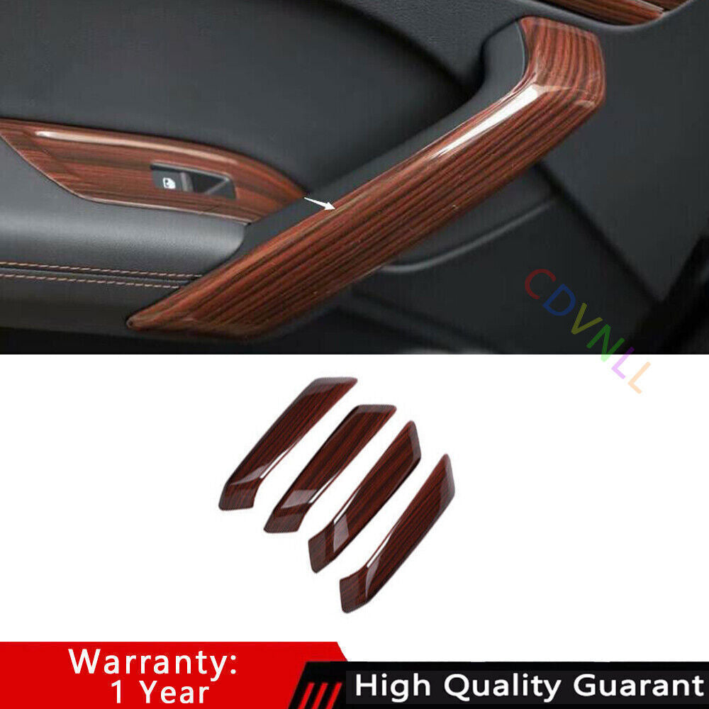Fit for Audi Q5 2018-24 Red Wood Grain Interior Door Armrest Strip Cover Trim 4P