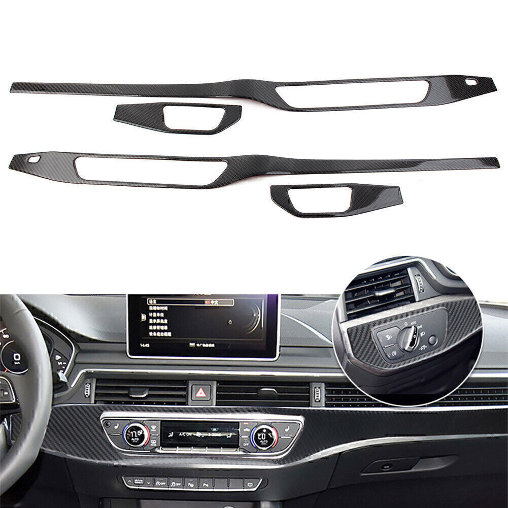 Carbon Fiber Interior Upper Air Vent Outlet Cover Trim Fit for Audi A4 B9 2017-2020
