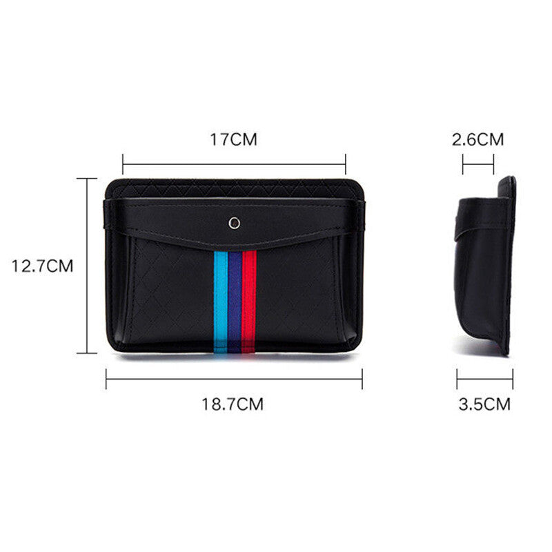 PU leather car storage bag, pocket, cell phone pouch, accessories, self-adhesive. n