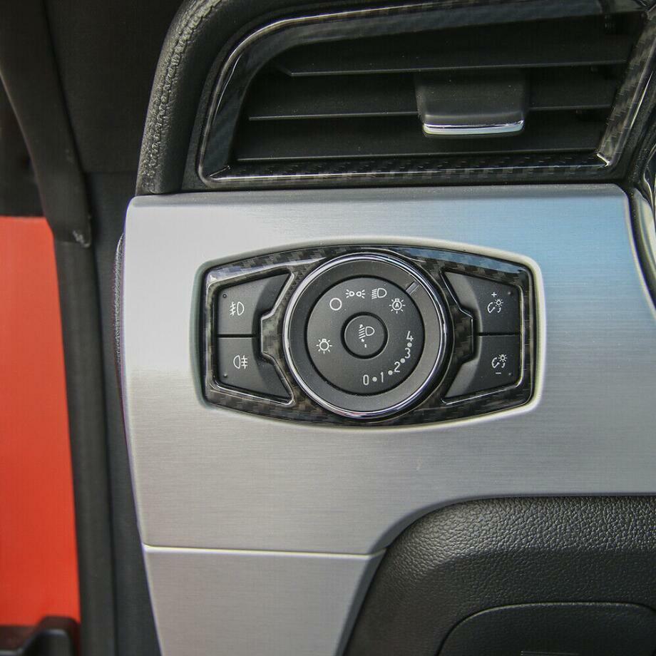 For Escape Kuga 2013-2019 Carbon Fiber Head Light Switch Button Cover Trim v