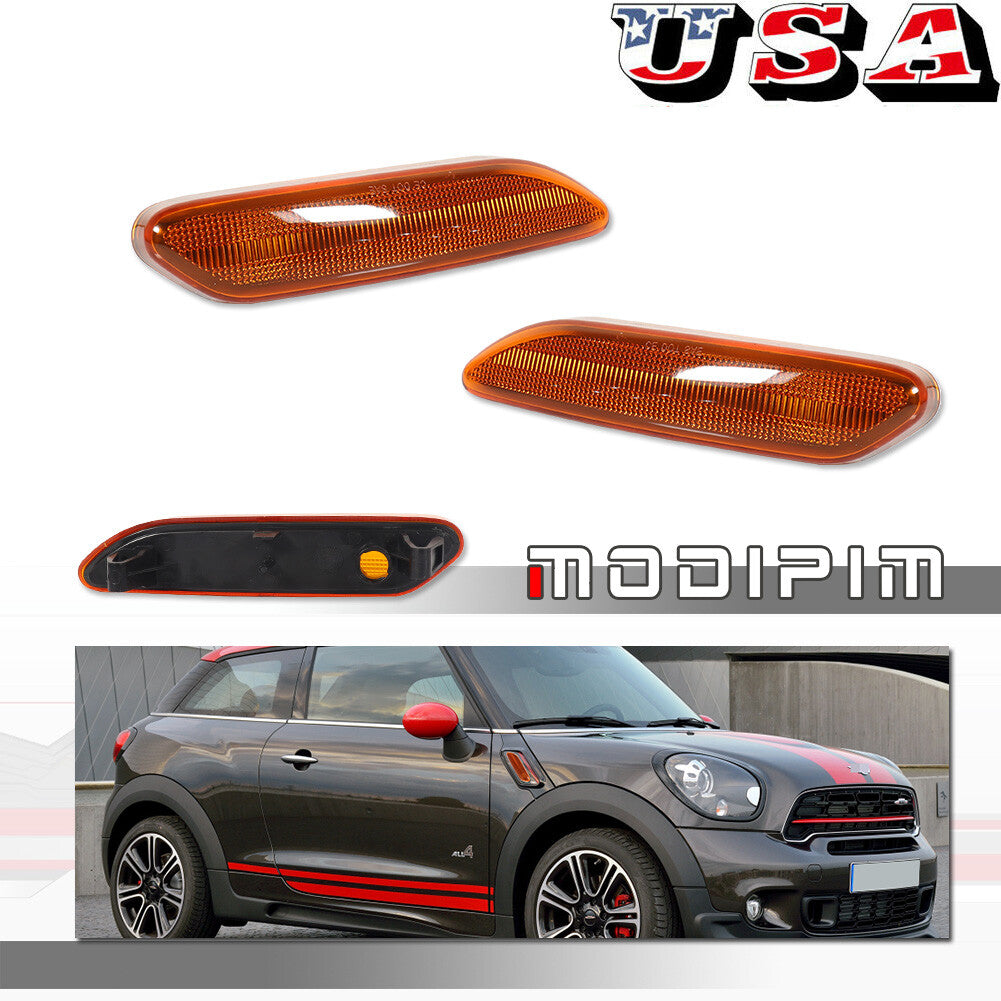 for Mini Cooper Countryman 12-17 R60 R61 Amber Lens Side Marker Light Protector Set - v