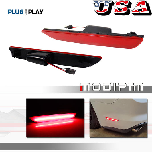 1 Set Red Lens Rear Side Marker Lights with Red LED Lights for 2015-2021 for Mustang - v