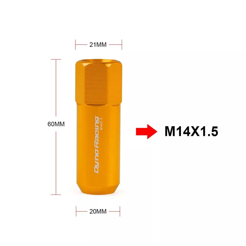 20pcs M14X1.5 60MM Extended Tuner Racing Wheel Lug Nut Gold Forged Aluminum Gold Q