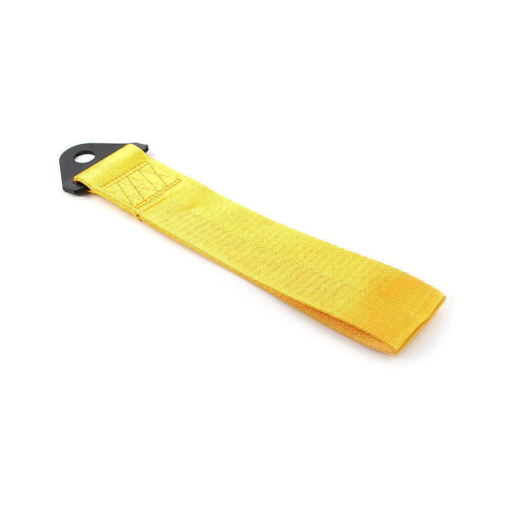 Racing Tow Towing Strap Belt Rope Rally Hook Universal Front/Rear Bumper Yellow Q