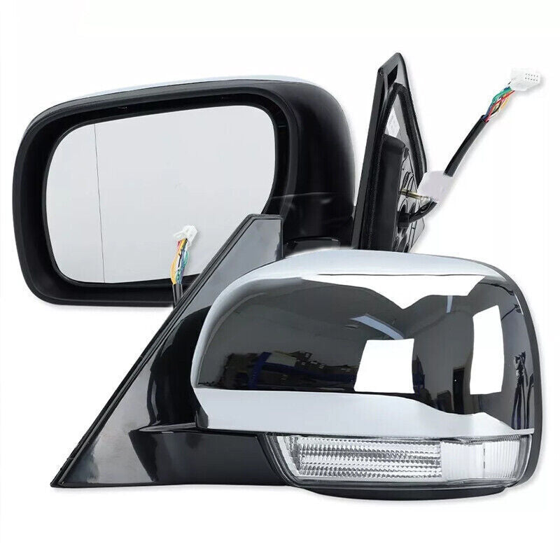 Left Side Door Mirror W/Light Chrome for Mitsubishi Pajero Montero 2006-2021