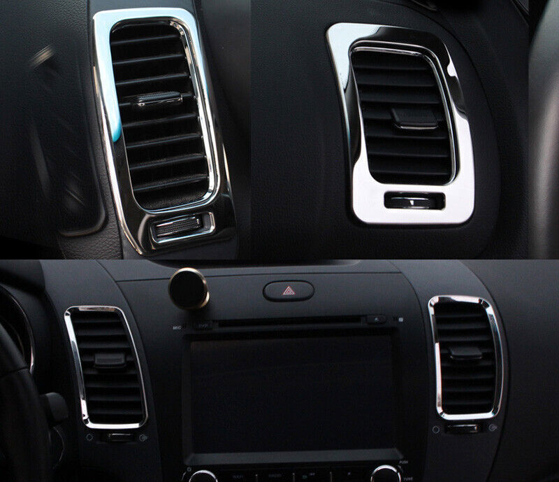 Middle LR Air Outlet Vent Cover Trim 4X for Kia K3 Forte 2014-2018 Chrome Steel