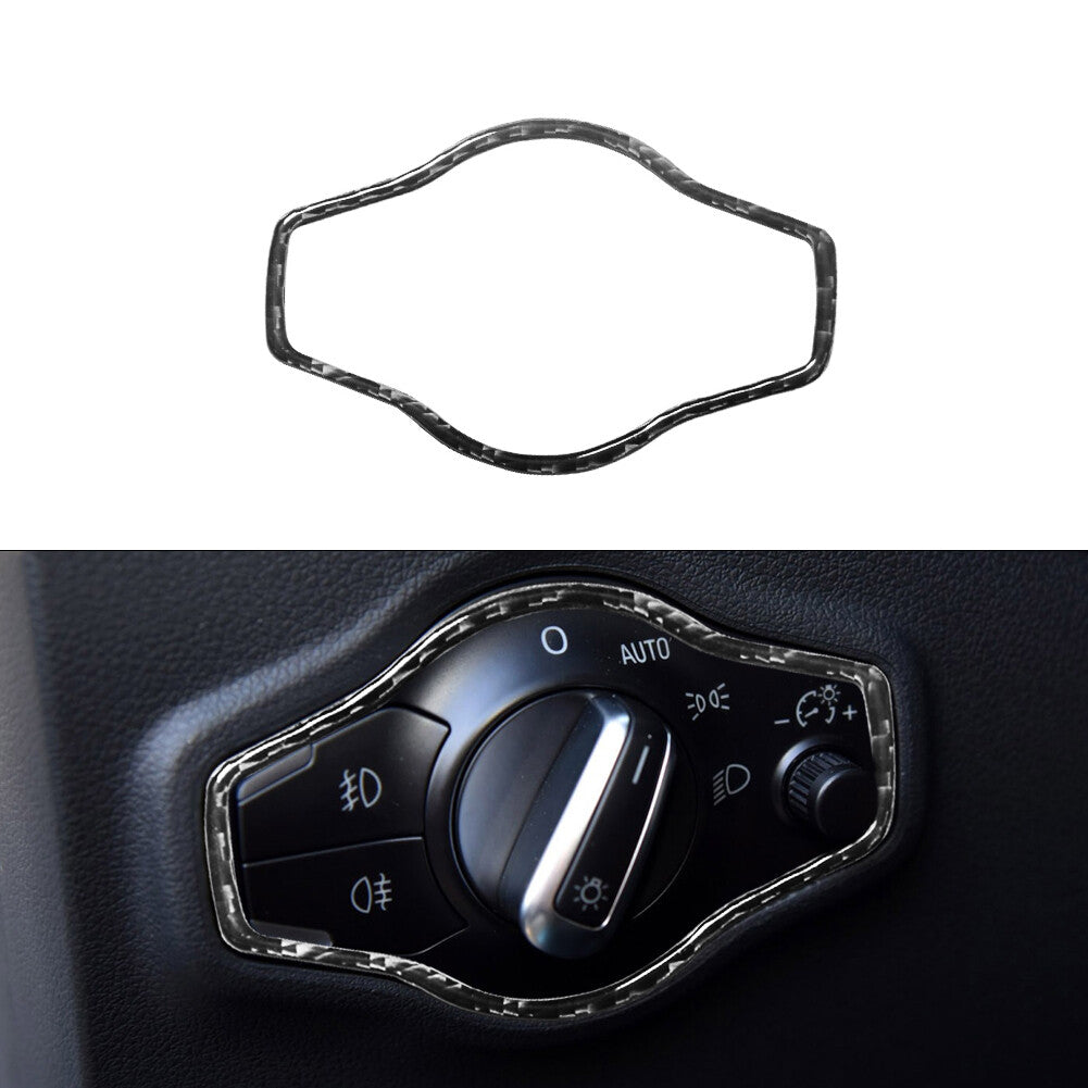 Headlight Control Knob Frame Trim Cover Decor Carbon Fiber for Audi Q5 2009-2017
