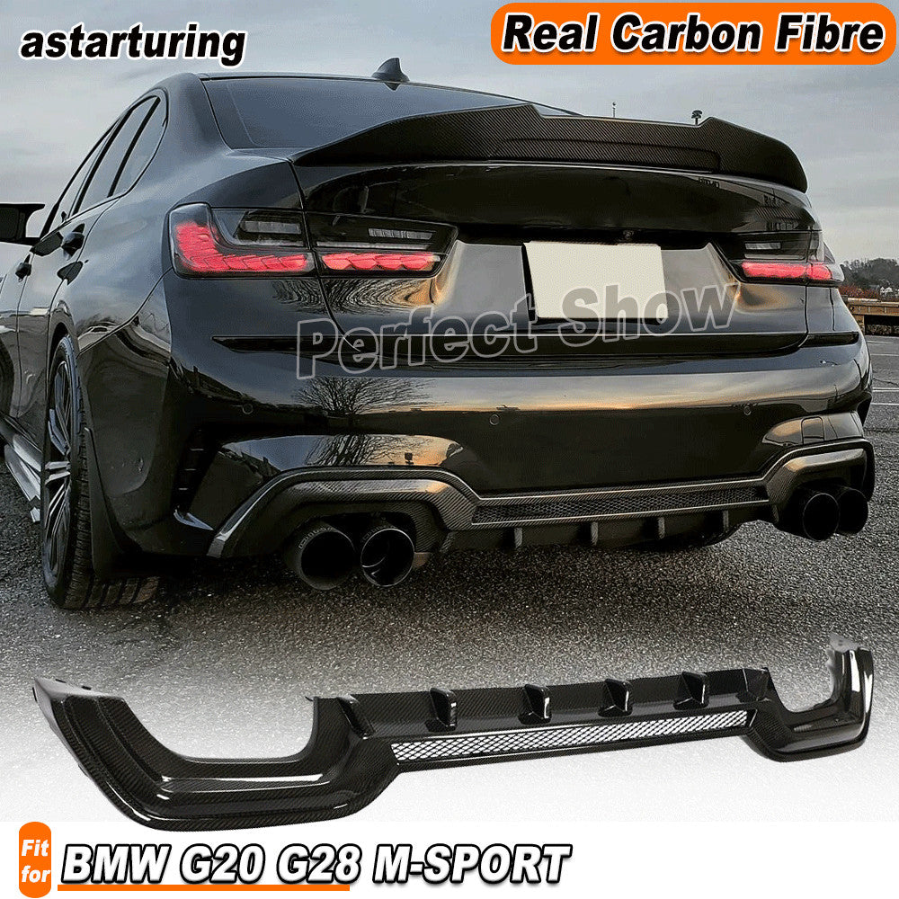 for BMW 3Series G20 G21 Sport M320i M330i REAL Carbon Fiber Rear Bumper Diffuser
