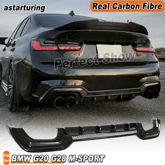 for BMW 3Series G20 G21 Sport M320i M330i REAL Carbon Fiber Rear Bumper Diffuser