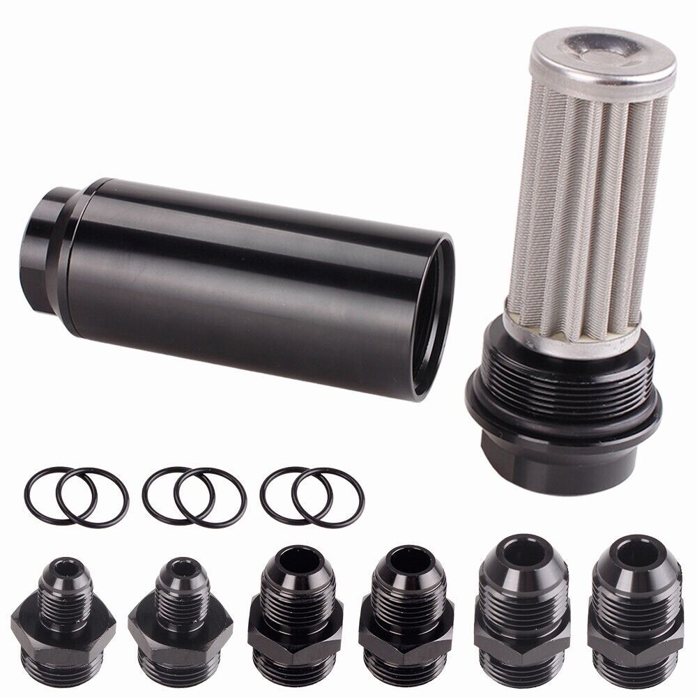 Inline Fuel Filter High Flow 100 Micron Cleanable 6AN/8AN/10AN-Adapter Universal Q