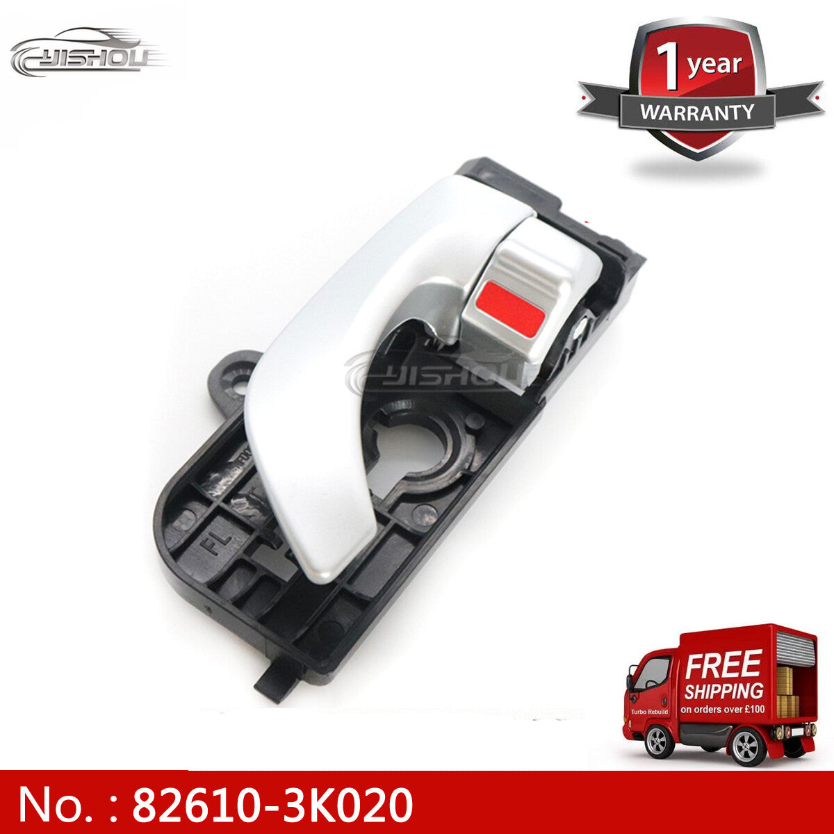 Front left inner door handle for 2005-2008 for Hyundai Sonata driver's side, silver.