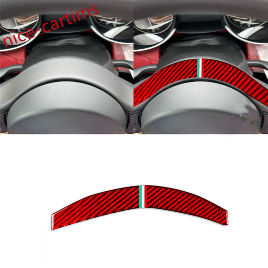 Red Carbon Fiber Car Steering Wheel Panel Cover for Alfa Romeo Giulia 2017-2019