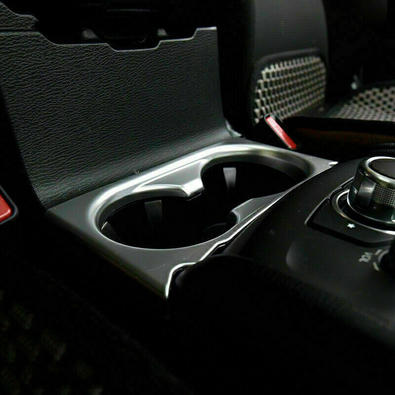 Steel Silver Interior Front Water Cup Holder Cover Trim for Mazda CX-5 2017-2021