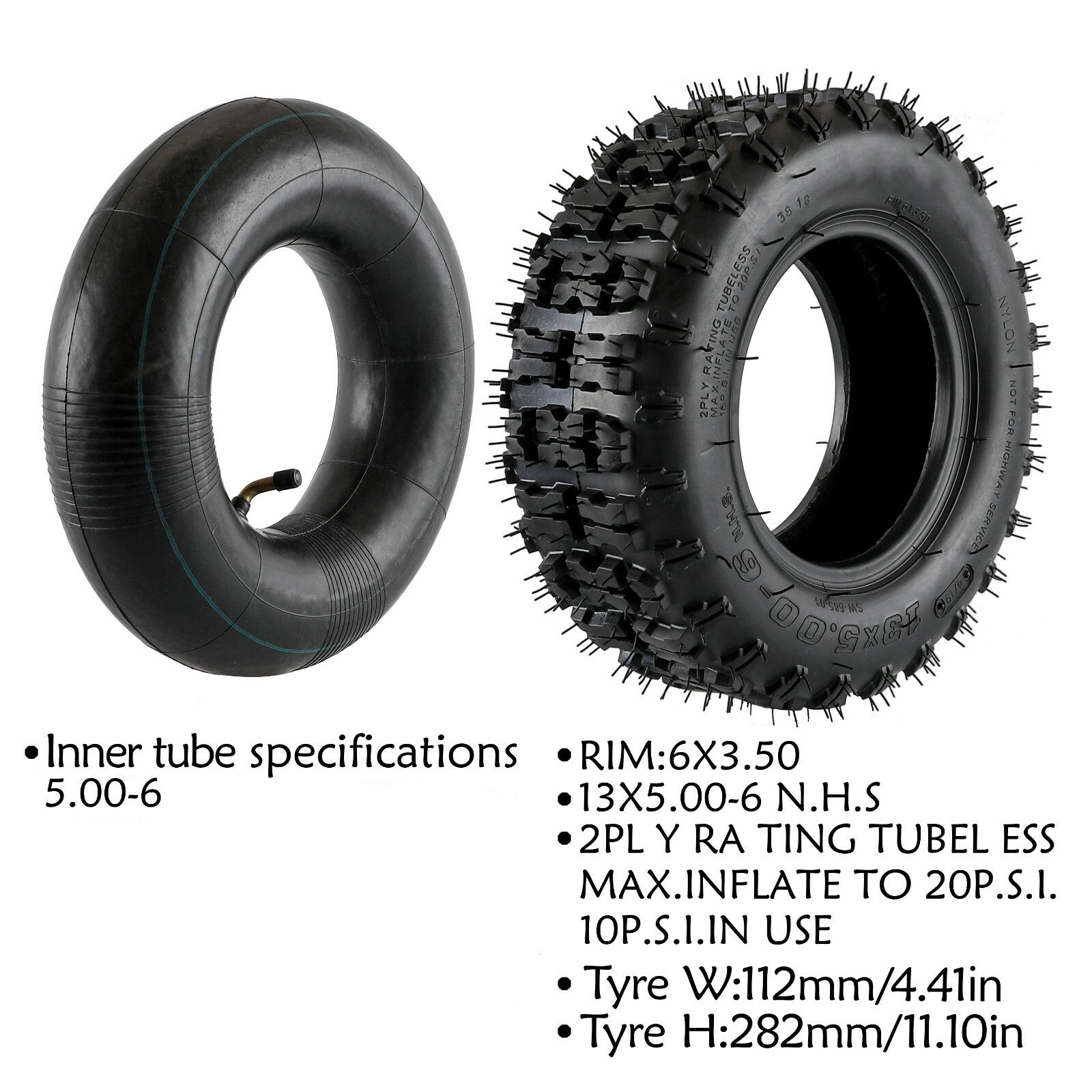 Front Rear 4.10-6 Tyres  Tubes 13x5.00-6 ATV Go kart Bike Buggy Scooter Mower