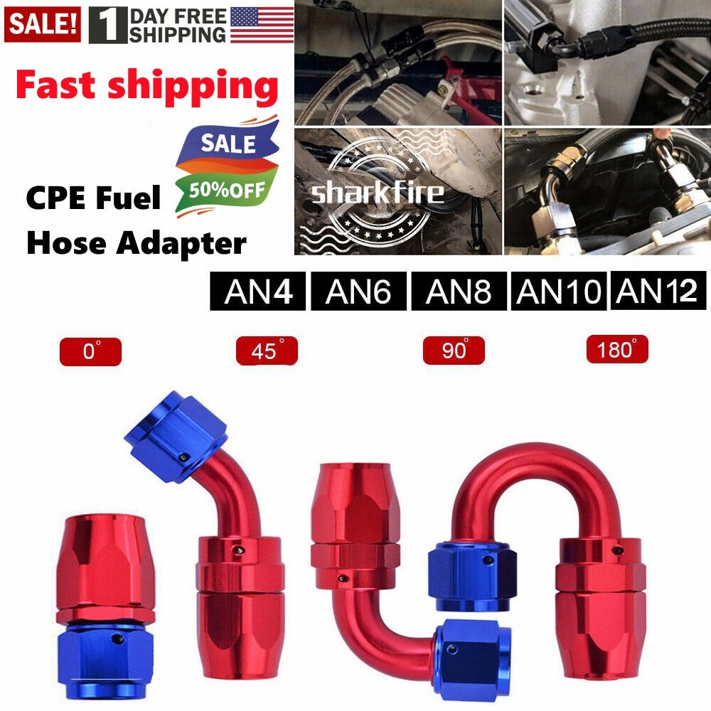 6/8/10/12AN Rotary Sealing Hose End Fitting Adapter for Oil/Fuel Hose Lines (Red + Blue -)