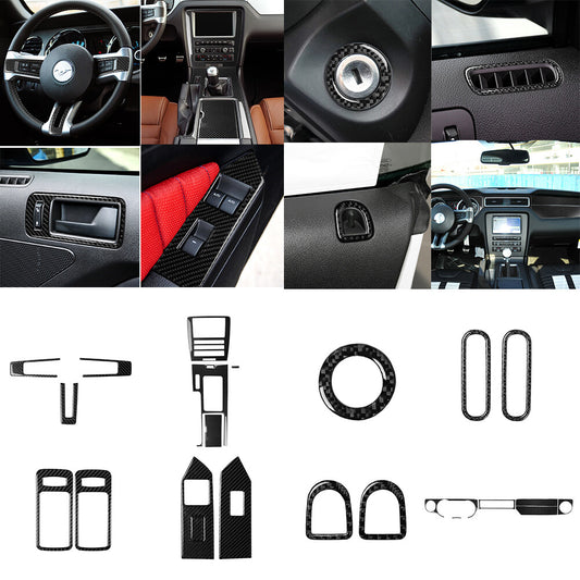22Pcs Carbon Fiber Interior Full Kit Cover Trim for Ford for Mustang 2009-2013