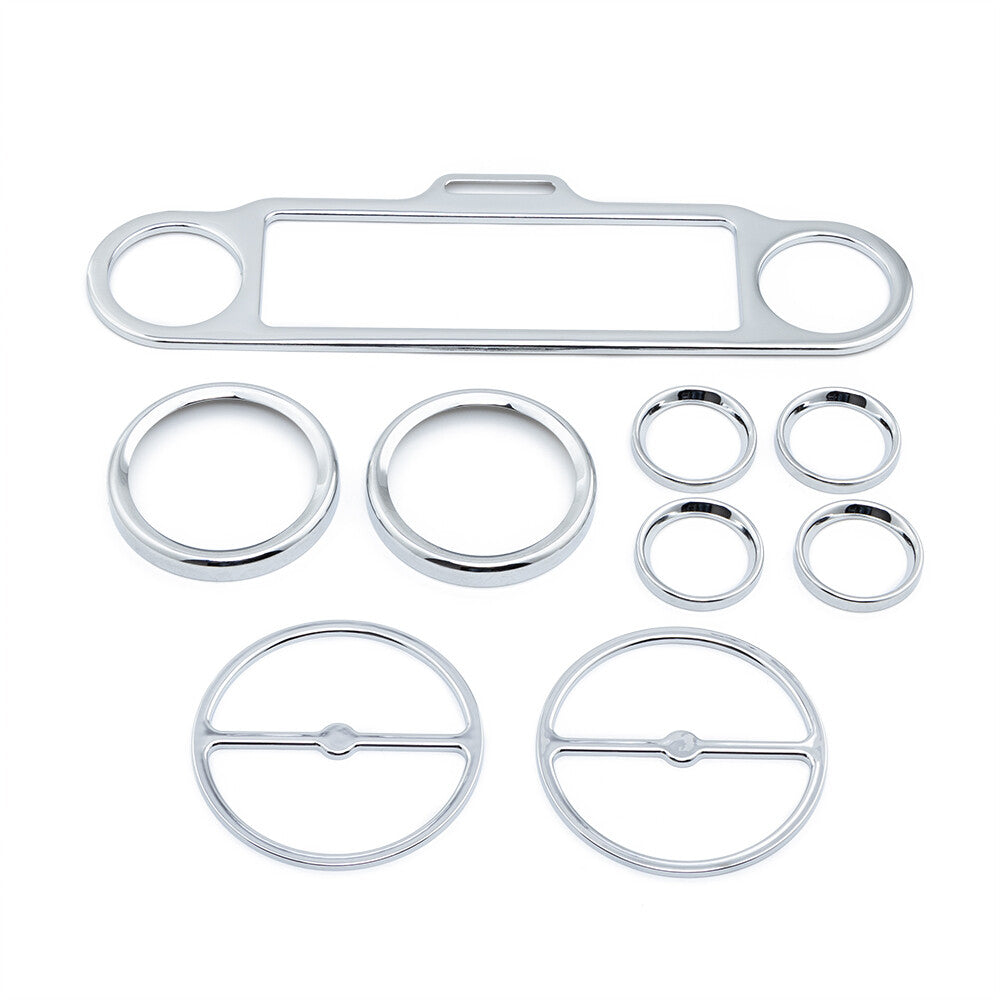 9Pcs Speedometer Speaker Stereo Accent Chrome Trim Ring for Harley Touring 86-13 Q