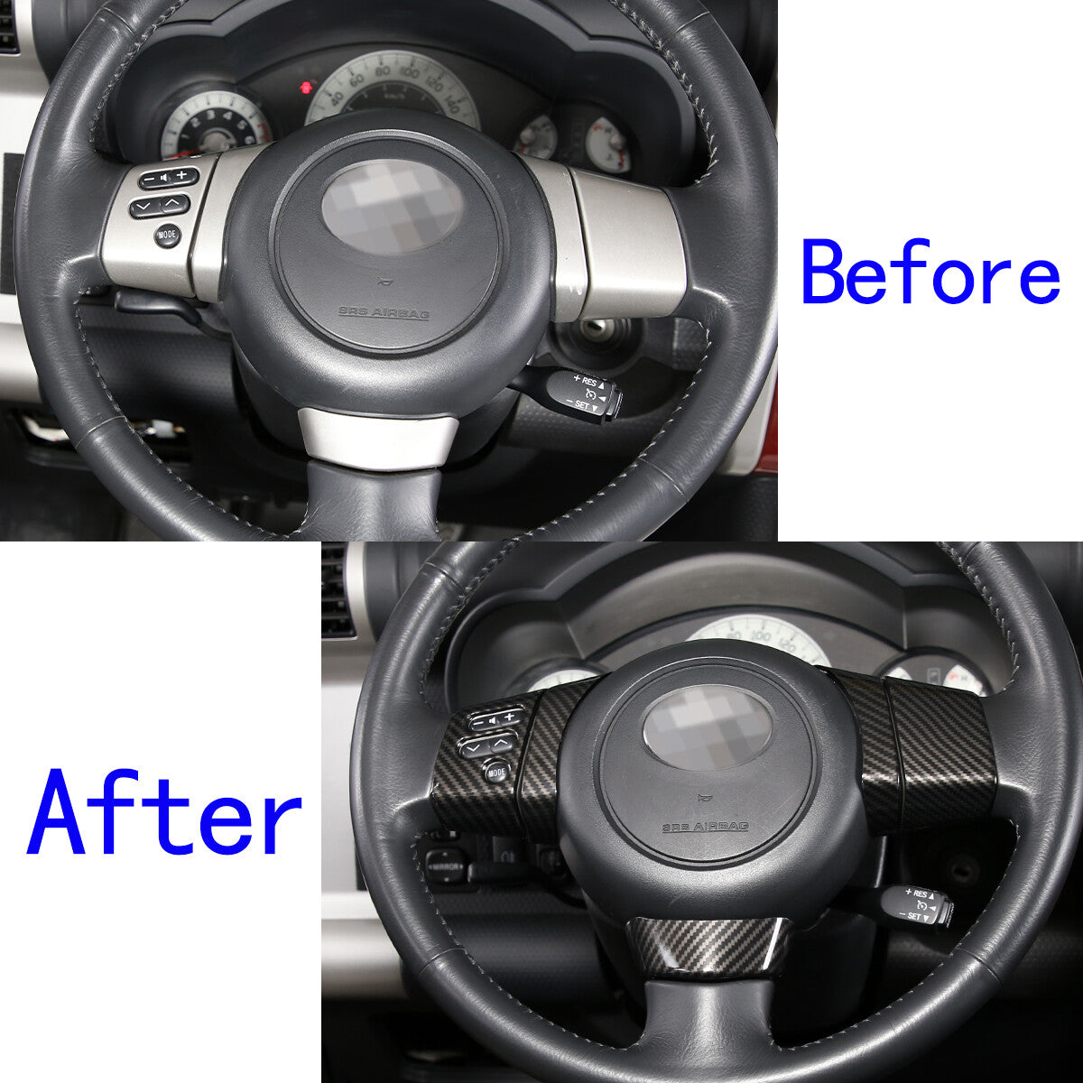 Carbon fiber steering wheel button cover trim accessory for FJ Cruiser 2007-21- n