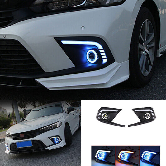 for Honda for Civic 11th 2022-2023 Led DRL Day Running Light Angel Eyes Streamer B n